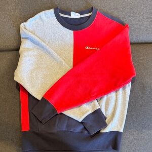 Champion Men's Crewneck Sweater in Red and Gray